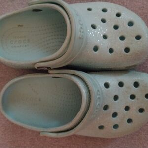 Crocs Kids Glitter Clogs - Light Blue,  Size C12